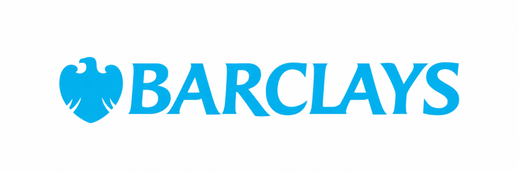 Centered Barclays logo on white canvas